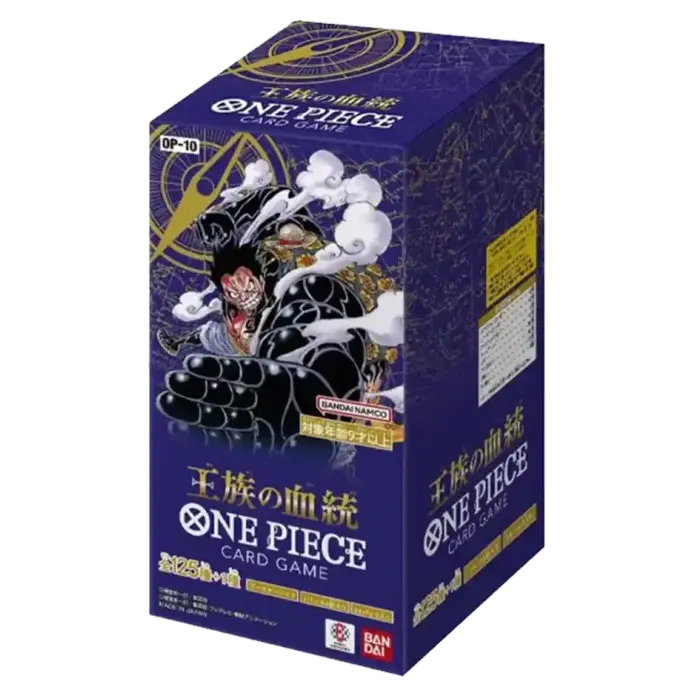 OP10 - Royal Blood Booster Box (Japans) - One Piece Card Game afbeelding met Donquixote familiethema.