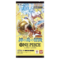 OP15 - Adventure on Kami's Island Booster Box (Japans) verpakking met animefiguren en kleurrijke illustraties.