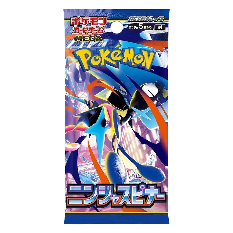 Ninja Spinner Booster Box verpakking met kleurrijke Pokémon illustratie en ninja-thema.