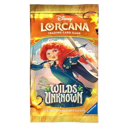 Wilds Unknown Booster Pack van Disney Lorcana met 12 extra speelfiches en spannende personages.