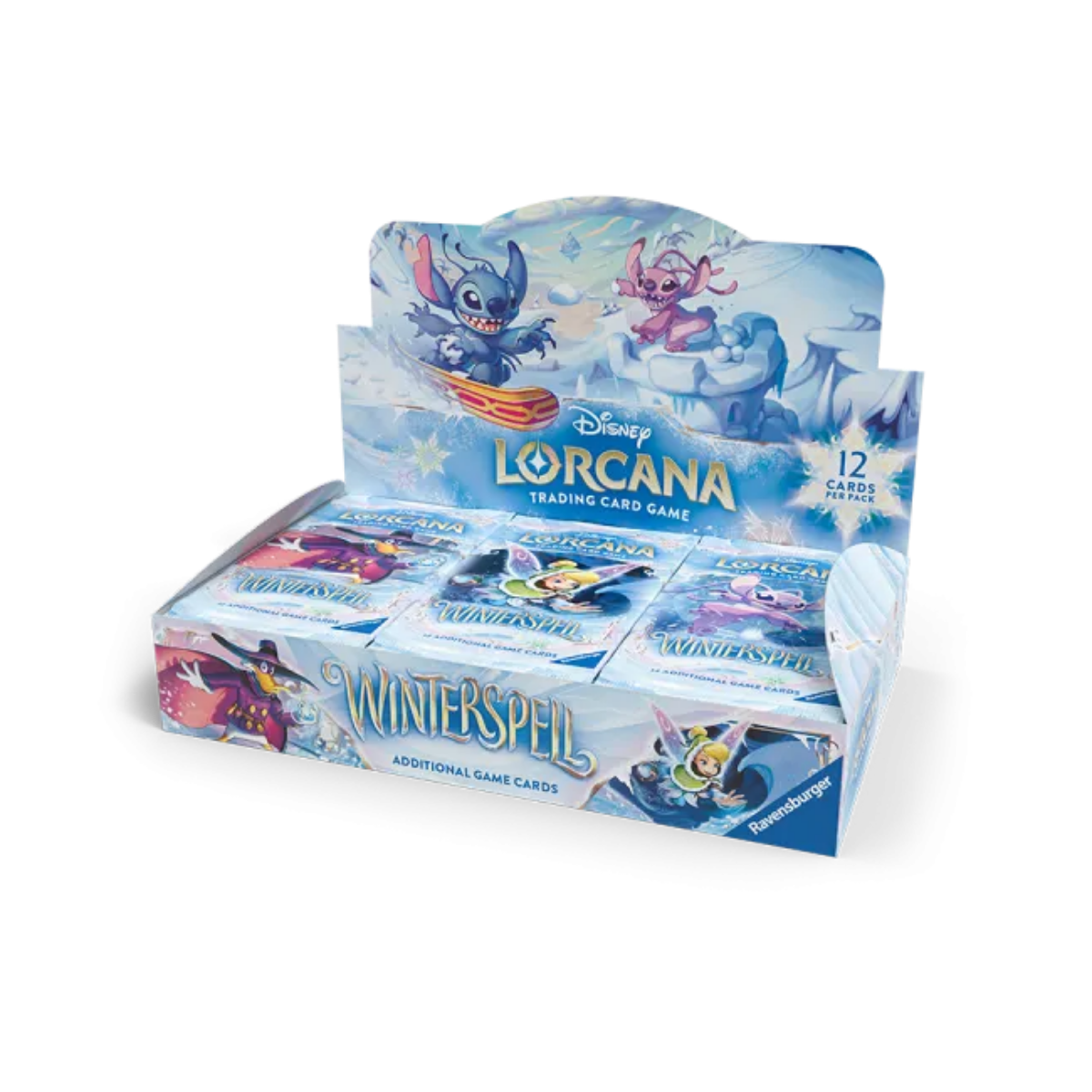 Winterspell Booster Box voor Disney Lorcana TCG met nieuwe kaarten en winterse thema's.