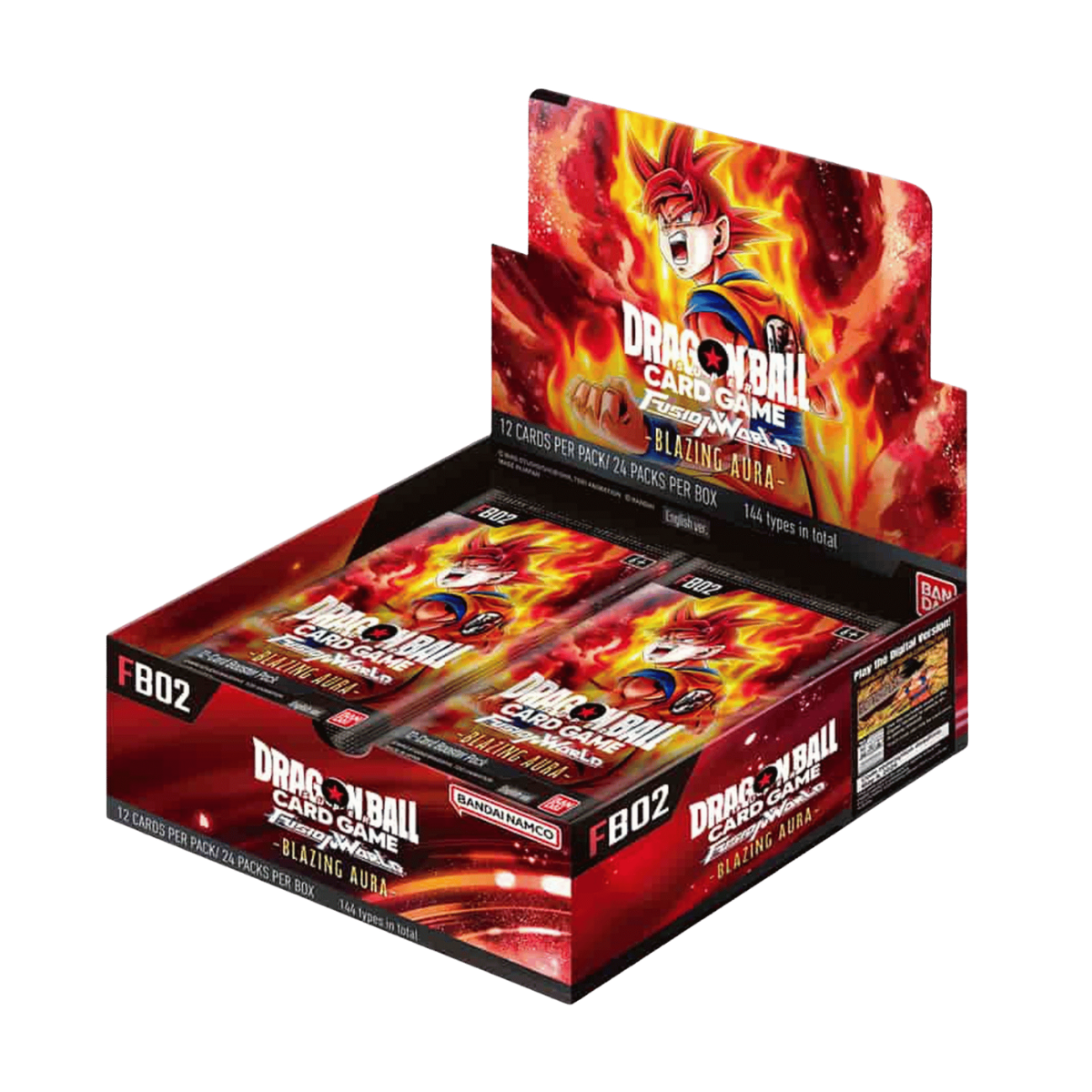 FB02 - Blazing Aura Booster Box met 12 kaarten per pak en 24 pakken per doos, Dragon Ball Super TCG