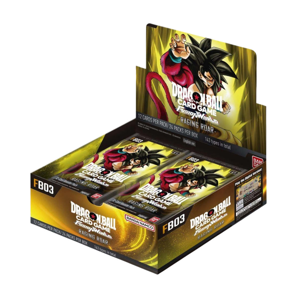 FB03 - Raging Roar Booster Box met 12 kaarten per verpakking, 24 verpakkingen per doos.