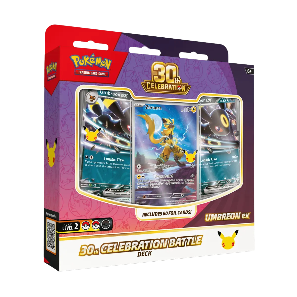30th Celebration Battle Deck - Umbreon met Umbreon ex en Zeraora kaarten, volledig speelklaar deck.