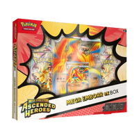 Ascended Heroes Mega Emboar ex Box met Mega Emboar ex promokaart en booster packs, ideaal voor Pokémon verzamelaars.