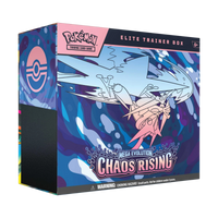 Chaos Rising Elite Trainer Box met Mega Evolution en kleurrijke achtergrond