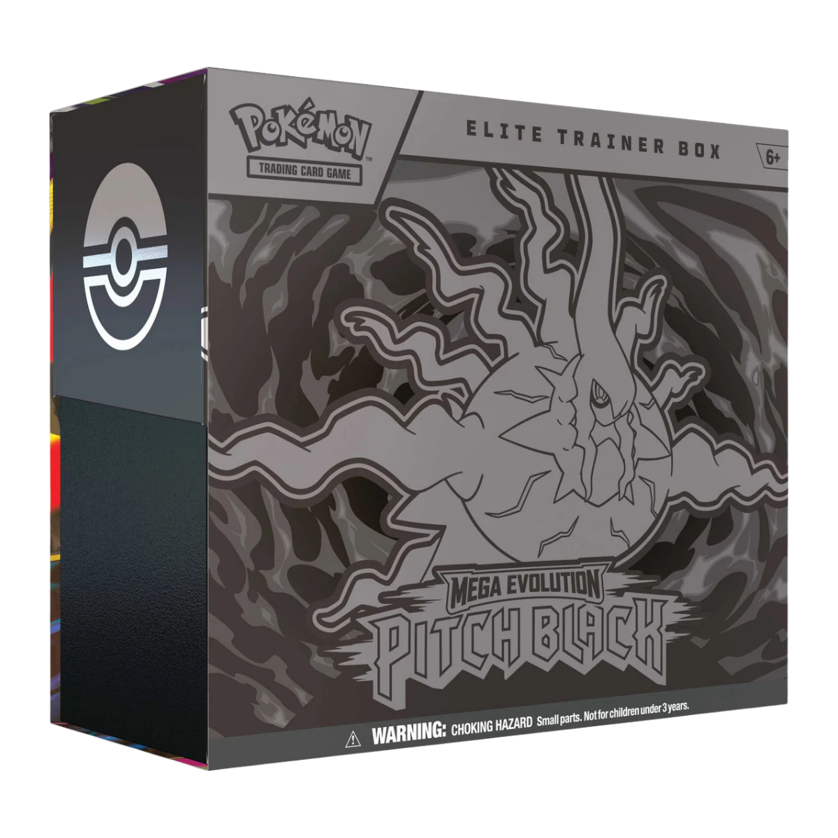 Afbeelding van de Pitch Black Elite Trainer Box van Pokémon TCG: Mega Evolution.