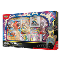 Mega Lucario EX Figure Collection met kaarten en figuur voor Pokémon TCG verzamelaars.