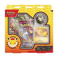 Pokemon Day 2026 Collection (1) verpakking met Pikachu promokaart en booster packs.