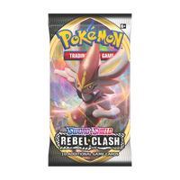Pokémon TCG Rebel Clash Booster Pack met 10 extra spelkaarten en krachtige Pokémon.