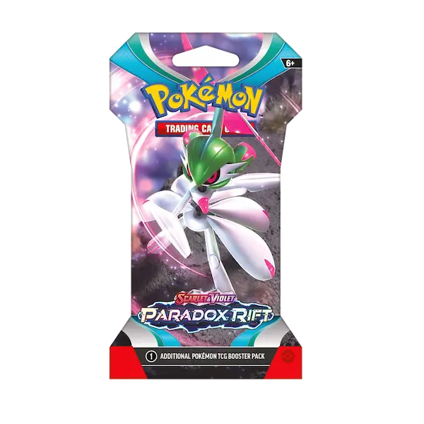Paradox Rift Sleeved Booster Pack met Roaring Moon ex uit de Pokémon TCG: Scarlet & Violet uitbreiding.