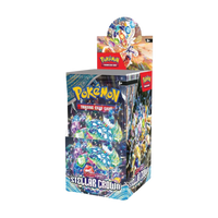 Afbeelding van de Stellar Crown Halve Booster Box met 18 booster packs vol met spectaculaire kaarten.
