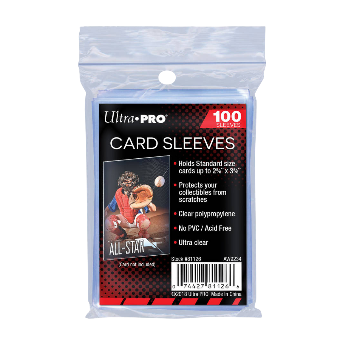 Ultra Pro Soft Sleeves (100 stuks) verpakking met transparante ruilkaarthoezen voor bescherming van verzamelkaarten.